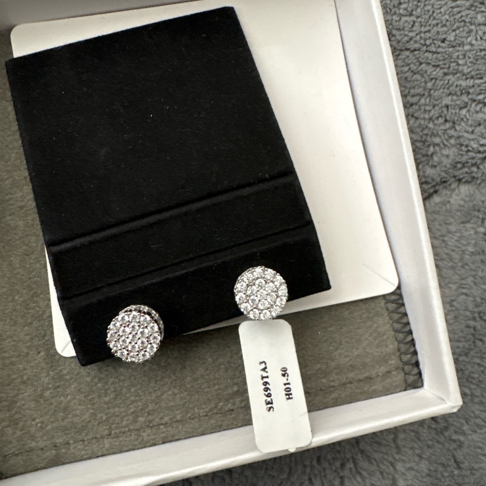 JCPenney Sparkling Silver Round Earrings